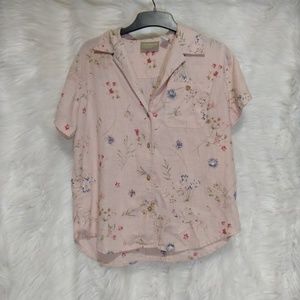 LIZ CLAIBORNE pastel Pink floral button down